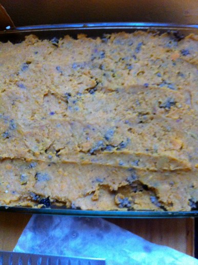 Pastel arco iris de papa camote. Paleo, primal, sin gluten