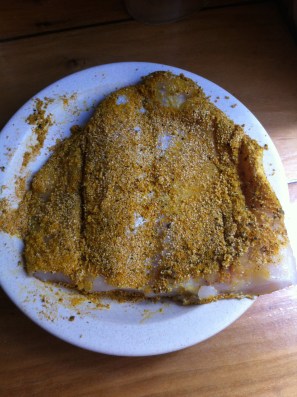 merluza apanada con cúrcuma y nuez moscada sin gluten, sin granos, sin azúcar